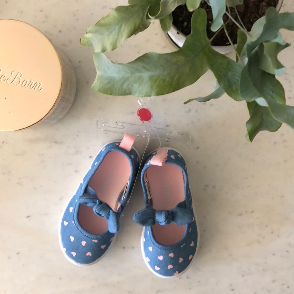 NWT Carter’s Denim Pink Polka Dot Shoes